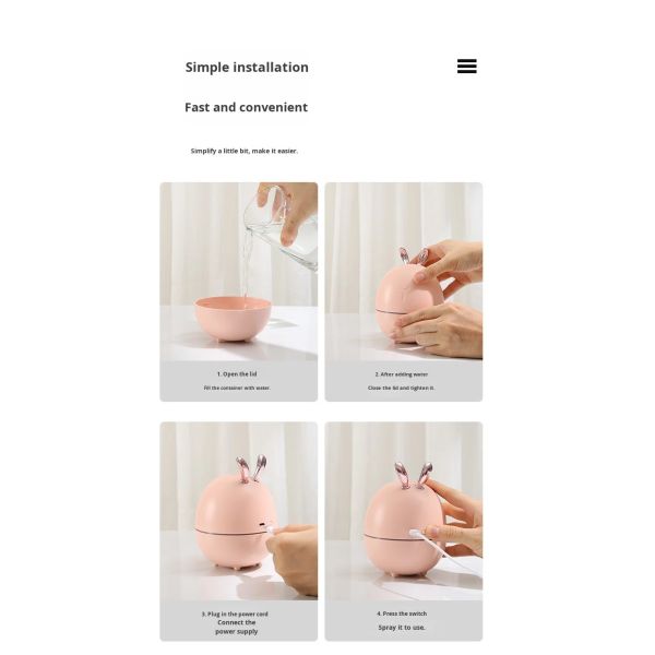Bunny Shaped Ultrasonic Air Humidifier Household Mute Operation Desktop Humidifier