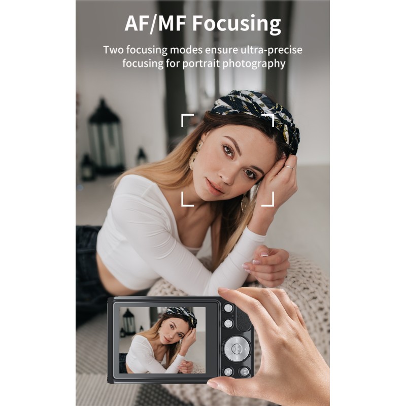 Retro 4K Video Dual Screen Mirrorless Camera 10X Optical Zoom Digital Compact Cameras with Face Priority Anti-Shake for Beginner