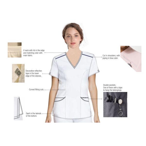 Подгонянное свободное от Морщинк короткой медсестры 42% полиэстер рукава медицинское равномерное противомикробное