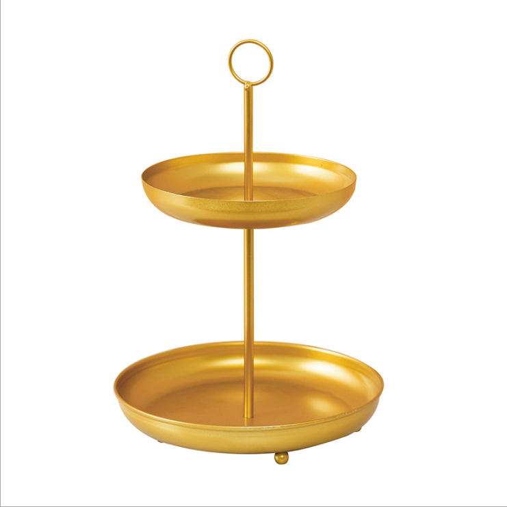 Anti Rust Double Tier 31cm Height Steel Fruit Basket