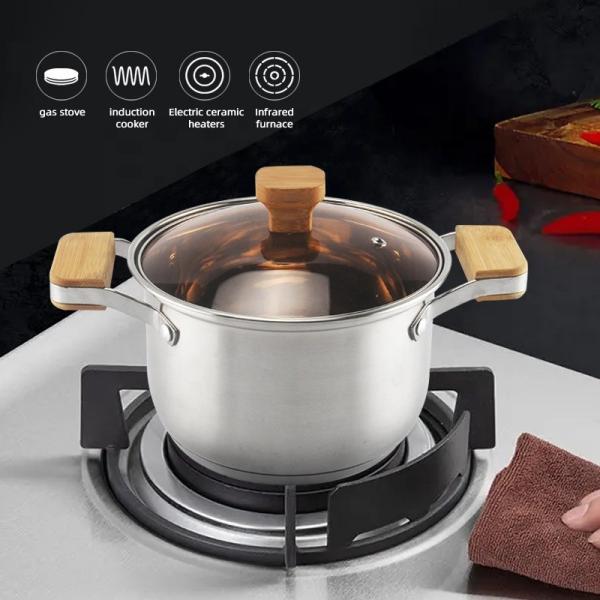 Amazon Multifunctional Kitchen Cookware Silver Cooking Pot Set Stainless Steel Pot Sets With Lid