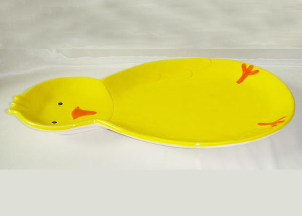 High Press Casted Ceramic Serving Platter Hand Painted Chick Shaped Strong Dolomite
