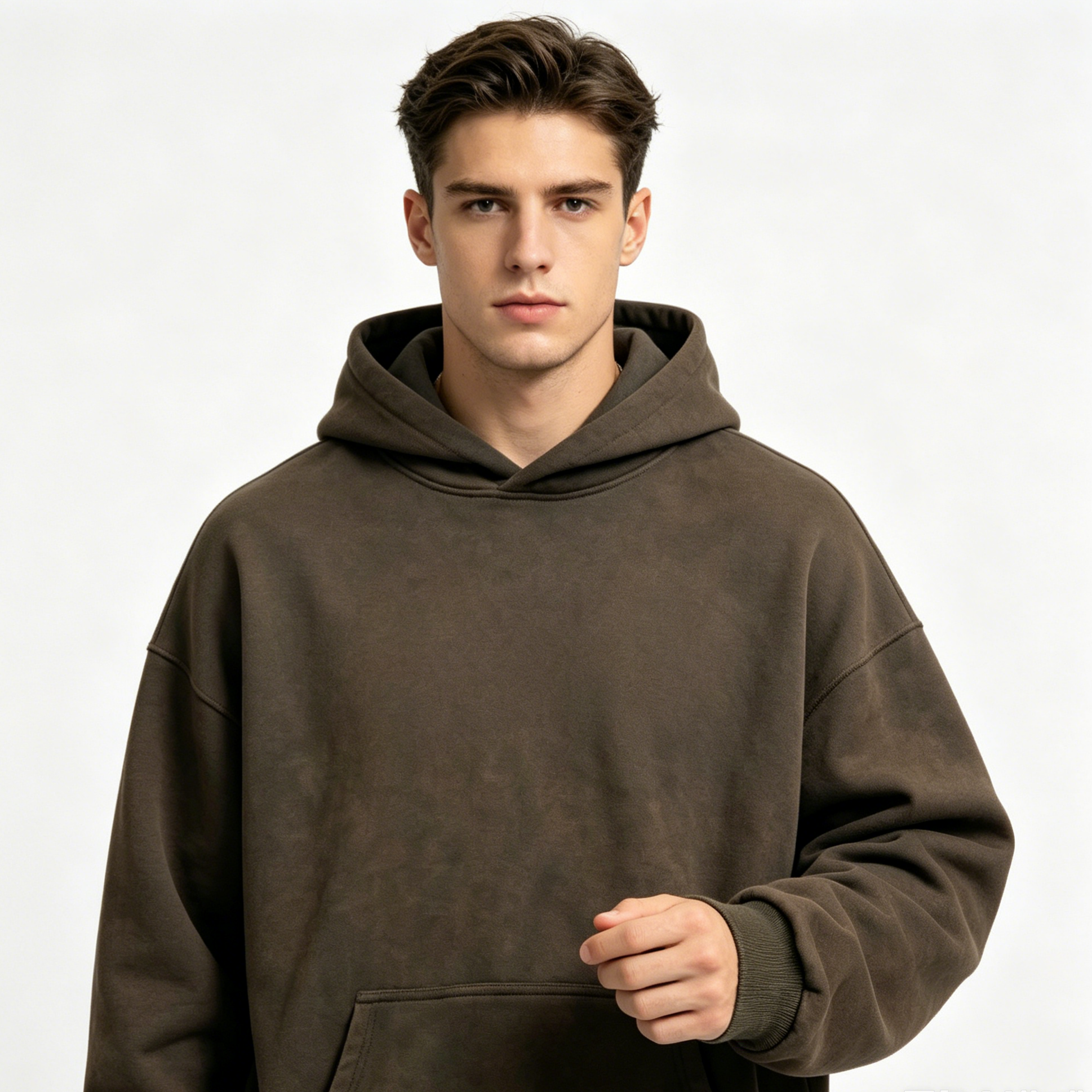 Custom Printed Mens Vintage Wash Hoodie Autumn Winter Casual Hooded Sweatshirt