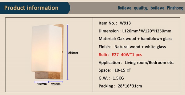Decorative OAK wood wall lamp E27 socket residential lighting with handblown glass shade