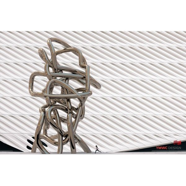 Custom Printing SCULPTURE Abstract Intertwining Metal Sculpture with Complex Structure
