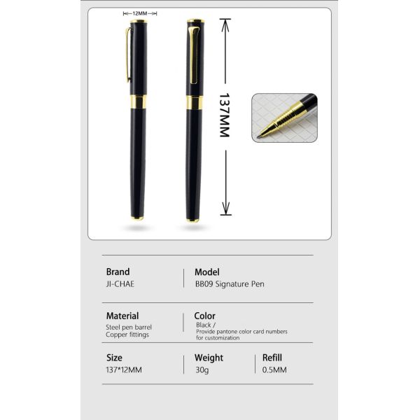 0.5mm bolígrafo de rodillo de metal regalo de negocios publicidad bolígrafo neutro con tapa