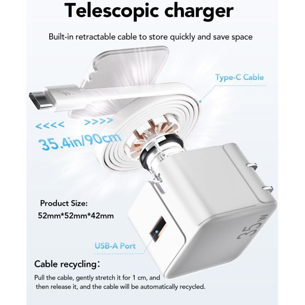 2 в 1 Телефонный настенный адаптер зарядное устройство 35 Вт 8 Пин порты с выдвижными кабелями