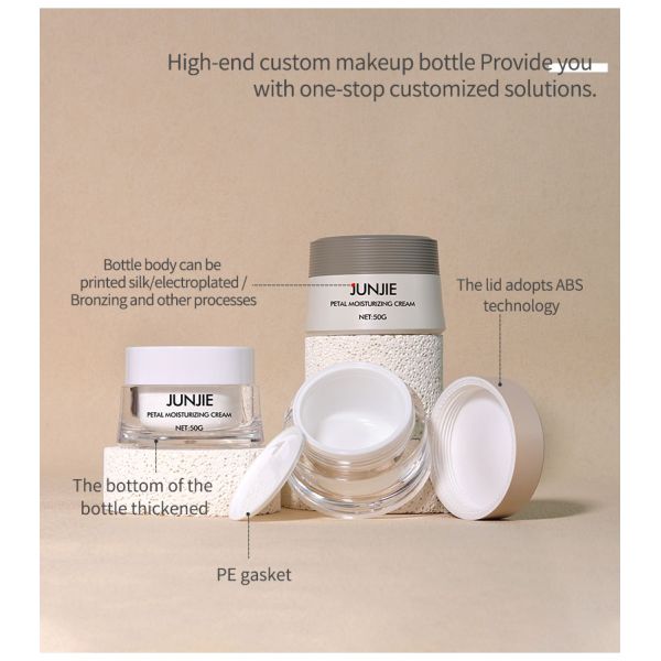 Material de collar de acrílico 50gm Color de trigo de plástico Cosmético Conjunto Jarrones de crema para la solución de embalaje de tarros cosméticos