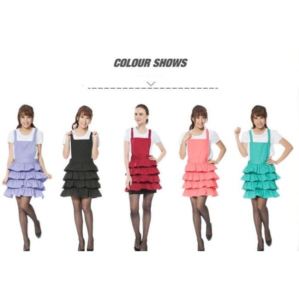 Flounced Dress Printed Kitchen Cooking Aprons , Funny Cooking Aprons For Women