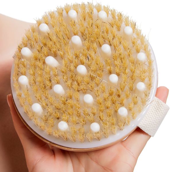 Natural Bristles Cellulite Exfoliating Body Smoother Dry Skin Bath Brush