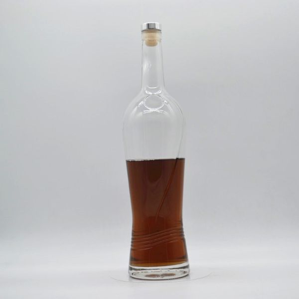 Colored Engravable Tequila Pattern Square Glass Bottle 500ml for Hot Alcohol Beverage