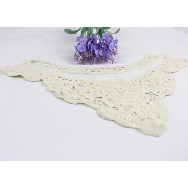 Off White Guipure Floral Rose Lace Neck Collar Applique With Cotton And Nylon Mesh