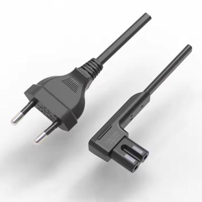CE ENEC AC European 2 Prong Angle C7  Electric Power Plug 2.5A 250V 2 Pin Eu Power Cord