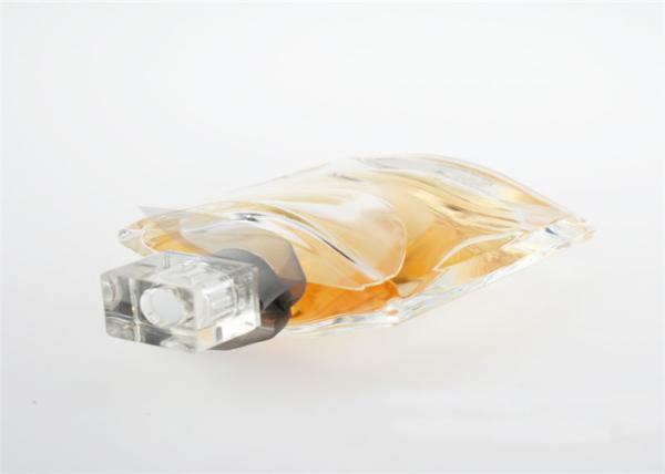 Square Clear Mini Perfume Bottles Empty With Cap , Glass Scent Bottle