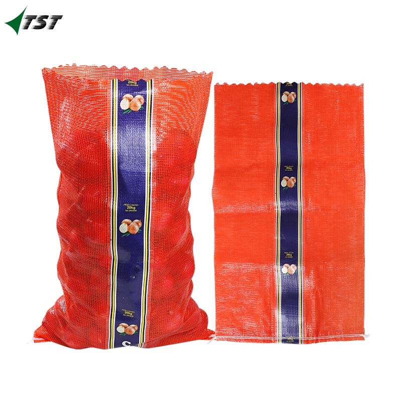 PP New Virgin Red Color Tubular Mesh Bag For Onion Potato 25kg 50kg