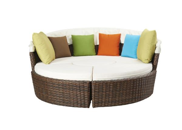 Patio Round Shaped Canopy Type Rattan Outdoor Sunbed