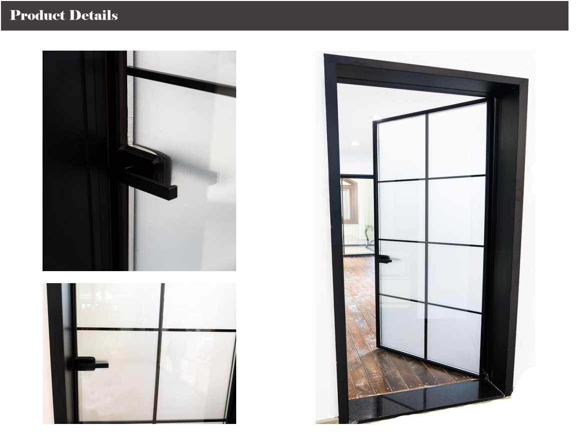 Bathroom Flat 6061 Aluminum Toilet Door Interior Decoration French Patio Swing Door