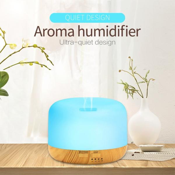 7 Color Changing LED Light Aromatherapy Essential Oil Diffuser 300ml air ultrasonic humidifier Wood Grain Y3102