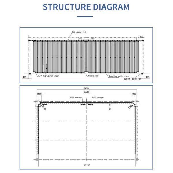 Airplane Bi Fold Hangar Door Exterior Hot Dip Galvanized Steel 22m Height 550W Motor