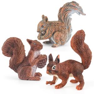 Wildlife Animal Figures Model Playsets 3 PCS Squirrel Figure Model Toy For Boys