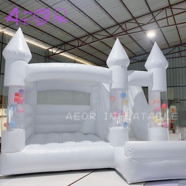 Casamiento Casa de salto comercial de PVC Inflable castillo con tobogán