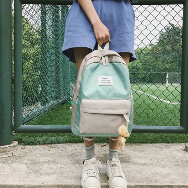 2018 summer new harajuku fresh contrast color student fashion pack Korean version fashionable simple backpack