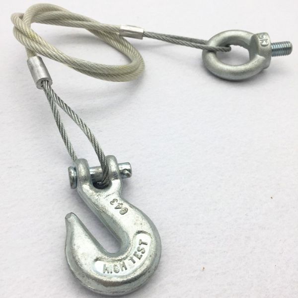 Красный слинг веревочки провода стали безопасности с крюком с проушиной нержавеющей стали для трейлера