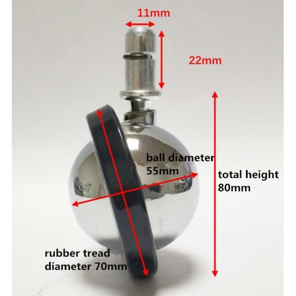 Metal Ball Castor Wheels Grip Ring Stem