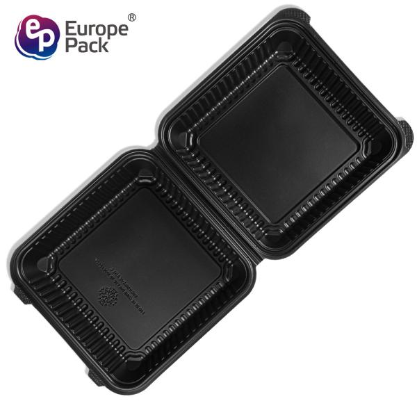 New arrival biodegradable corn starch 8 inch clamshell black food bento lunch boxes