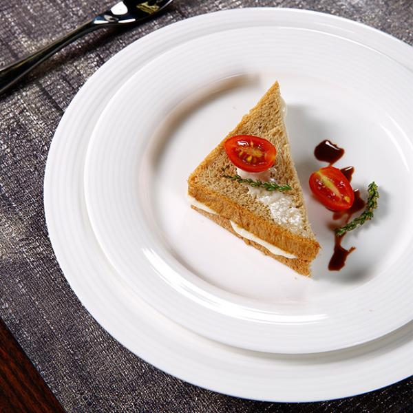LFGB Farmhouse Porcelain White Dinnerware Fully Vitrified Ceramic Serving Plates