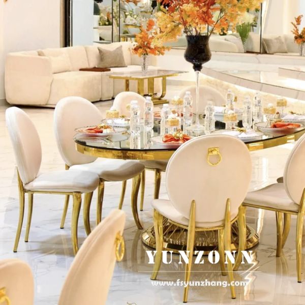 Banquet Hall Round Back Velvet Gold Stainless Steel Restaurant Wedding Events Chair
