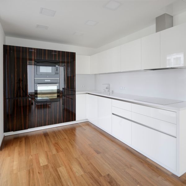 Acrylic Free Standing Kitchen Cabinet Modern High Gloss White Wood Grain Kitchen Units