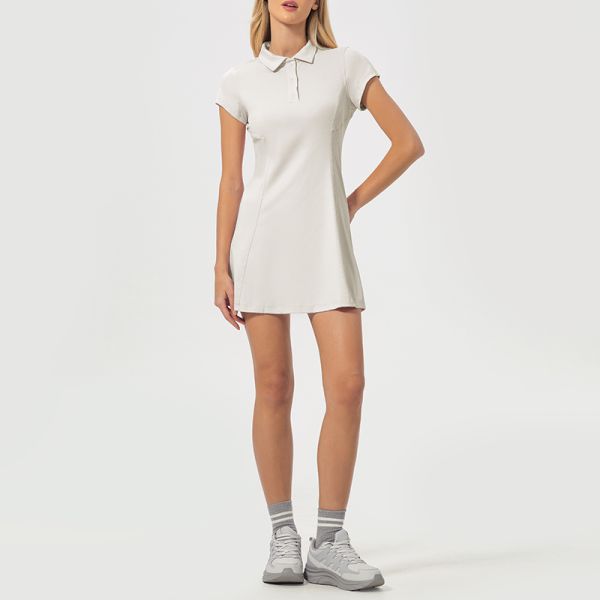Women's Short Sleeve Polo Dress Slim Fit Cotton Blend for Summer Golf Outings