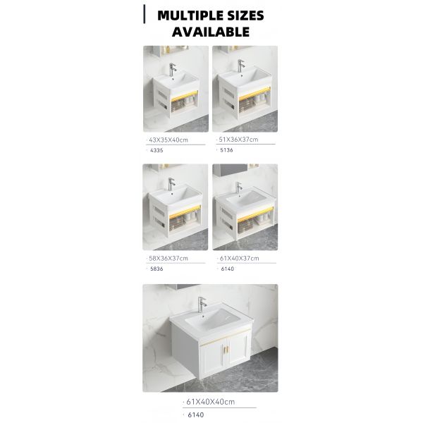 Small Bathroom Wall Hung Basin Ceramic Bowl Steel Shelf Large Capacity