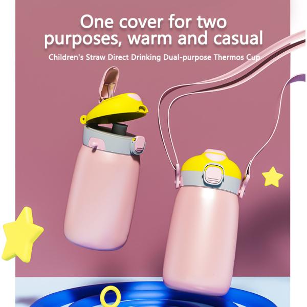 Kids Thermos Flask Stainless Steel Thermo Bottle Sublimation Water Bottle With Strap