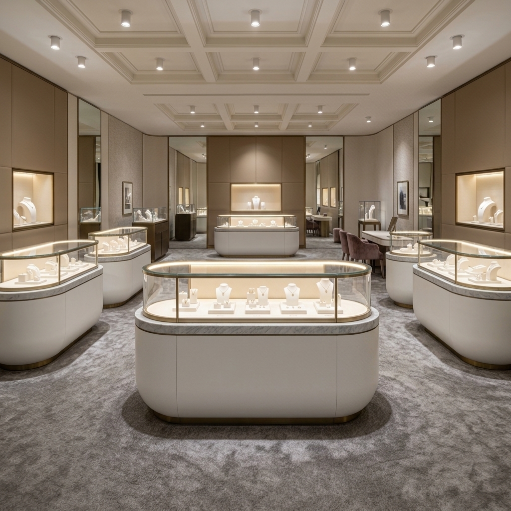 Customizable Eco-Friendly Jewelry Display Cabinet with LED Lighting for Retail Stores