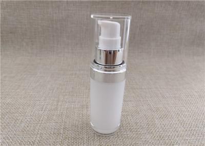 White Acrylic Dispenser Bottles , Straight Round Airless Lotion Pump Bottles