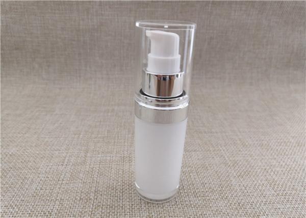 White Acrylic Dispenser Bottles , Straight Round Airless Lotion Pump Bottles