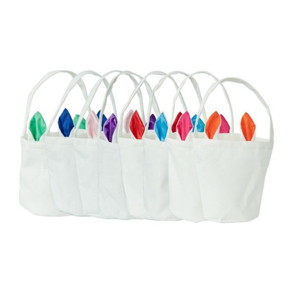 Custom Logo Linen Round Bottom Portable Rabbit Ear Easter Basket Bag with and Newest Style