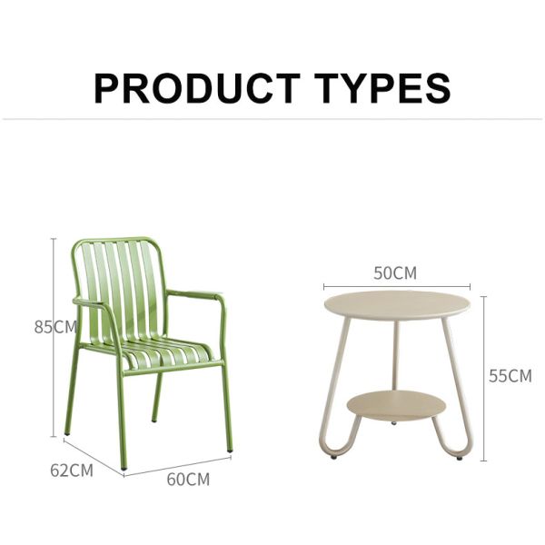 Aluminum Metal Patio Terrace Balcony Leisure Chair and Table Set Outdoor Armchairs