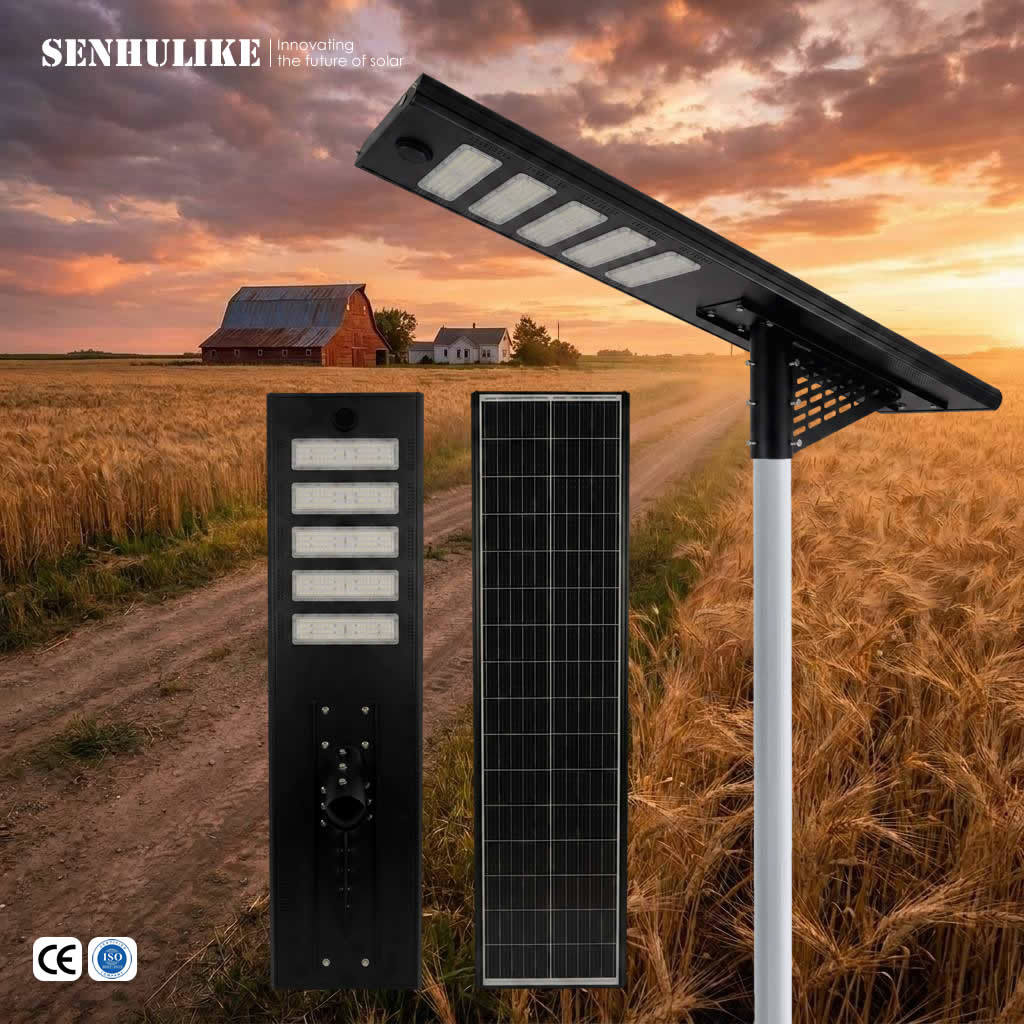 5-Module Solar Street Light 250W Black All-in-One Design 90W Panel IP65 Waterproof Lithium Battery Microwave Radar Sensor