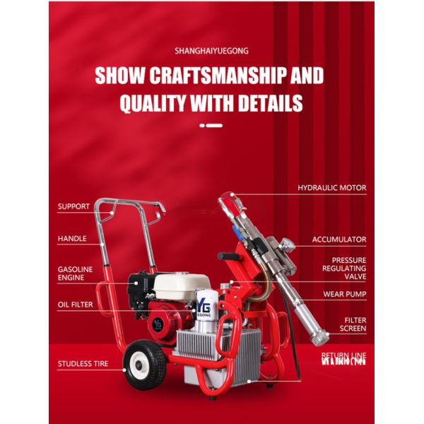 High Pressure Piston Airless Paint Sprayer Electric Gas Hydraulic Wall Paint Spray Gun