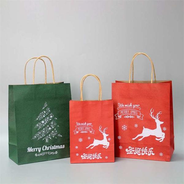 New Year Gift Christmas Gift Bags Recycle Kraft CMYK Printed