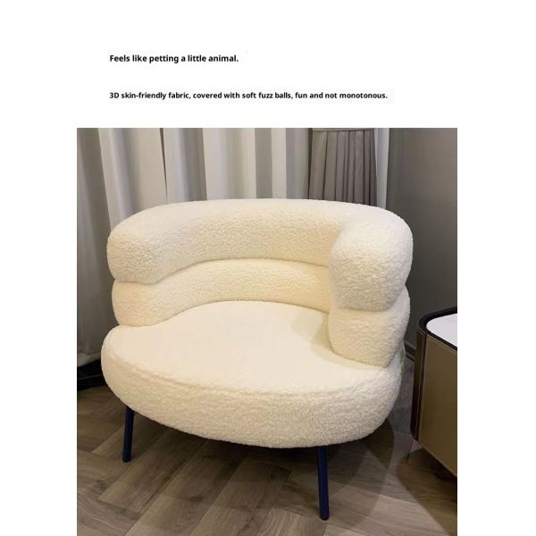 Modern Leisure White Armchair Living Room Designer Chair with Metal Leg Accent Lounge Chair Single Velvet Fabric Sofa Chair