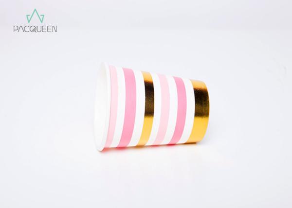 Party / Wedding Decorative Paper Cups , Paper Takeaway Cups Metallic Gold Stamping