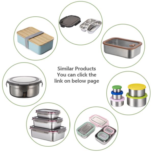 IKOO Reusable Meal Prep Boxes Stainless Steel Food Container with Bamboo Lid 