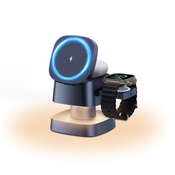 15W Metal-Looking Foldable Wireless Charger For Portable Wireless Fast Charging