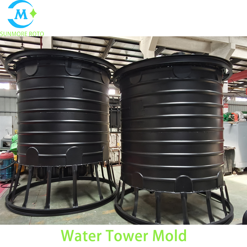 SUNMORE ROTO Custom Cast Steel Vertical Water Tower Rotomolding Mould, Hollow Plastic Water Storage Tank Mold With Lifting Frame