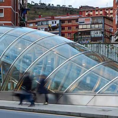 Dark Blue Solar Controlled Low-E Insulating Glass Curved Glass Curtain Wall