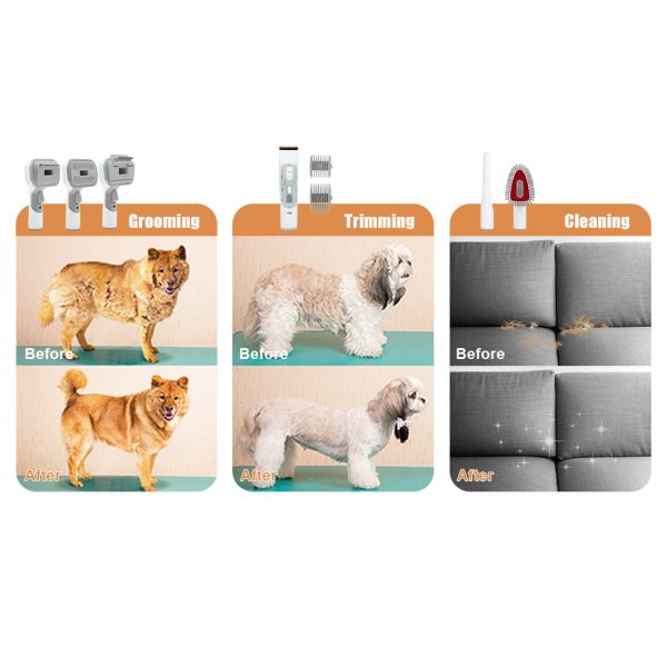 Customizable 300W Pet Grooming Vacuum Tool for Hair Shedding Trimmer Comb Accessories